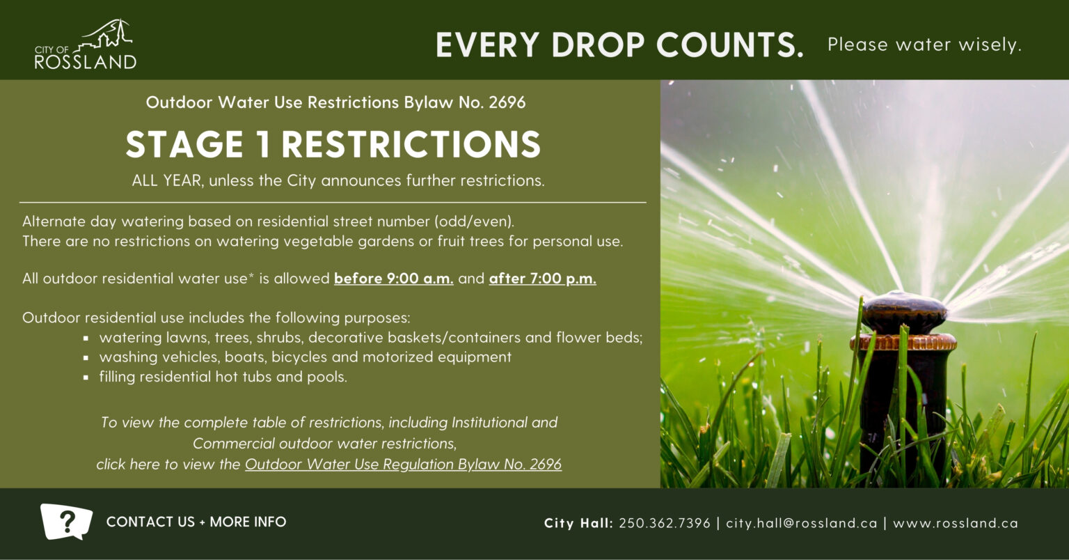 Notice Outdoor Water Use Restrictions Rossland
